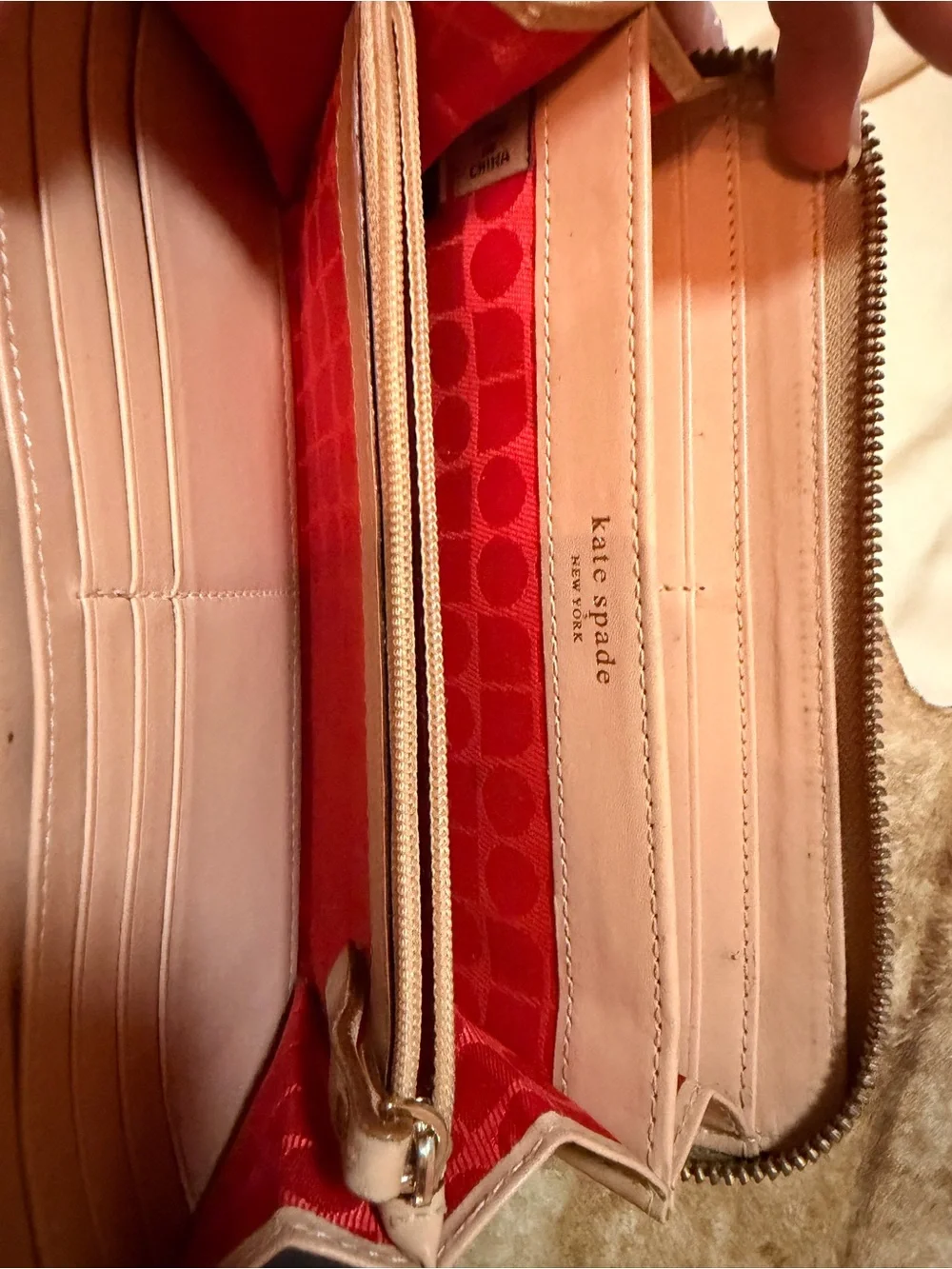 kate spade Tan Textured Zip-Around Wallet